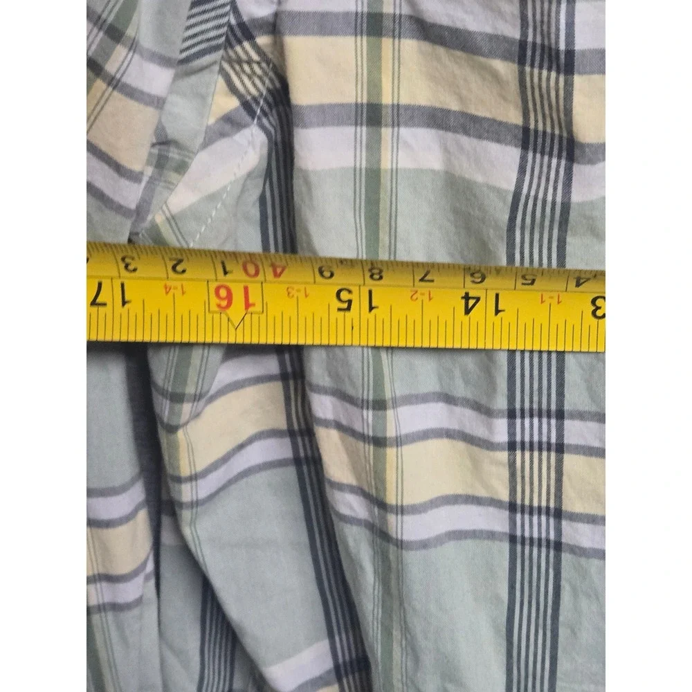Banana Republic Soft-Wash Shirt Mens Medium Green Yellow Plaid Long Sleeve M